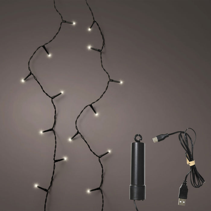 USB LED Lichterkette 100 Lampen 7,4 Meter 8 Lichteffekte Timer Batterie Warm-Weiß