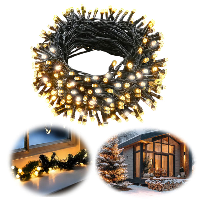 USB LED Lichterkette 100 Lampen 7,4 Meter 8 Lichteffekte Timer Batterie Warm-Weiß