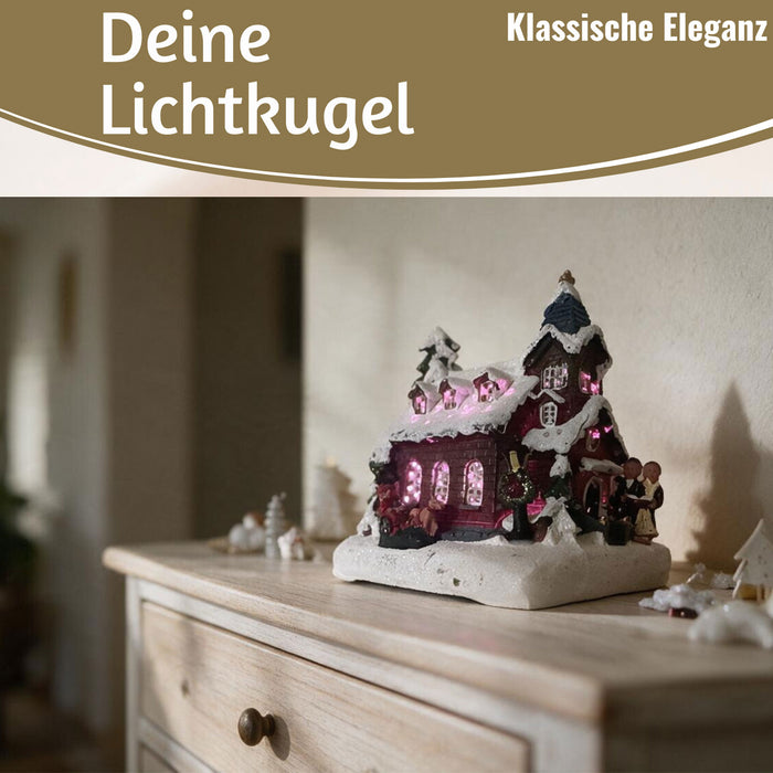 KI-generiertes Bild,LED Lichthaus 12,5cm 2x AA Batterie für Weihnachtsstadt Weihnachtsdorf