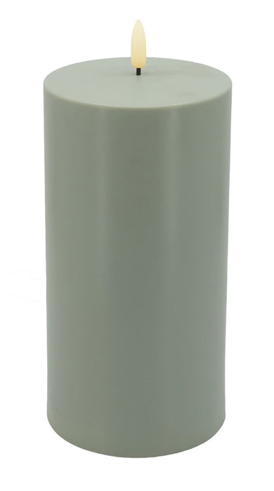 Solar Outdoor LED 3D Stumpenkerze 10x7,5cm Grün Timer Kunststoff flackernde Kerze