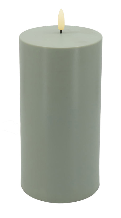 Solar Outdoor LED 3D Stumpenkerze 20x7,5cm Grün Timer Kunststoff flackernde Kerze