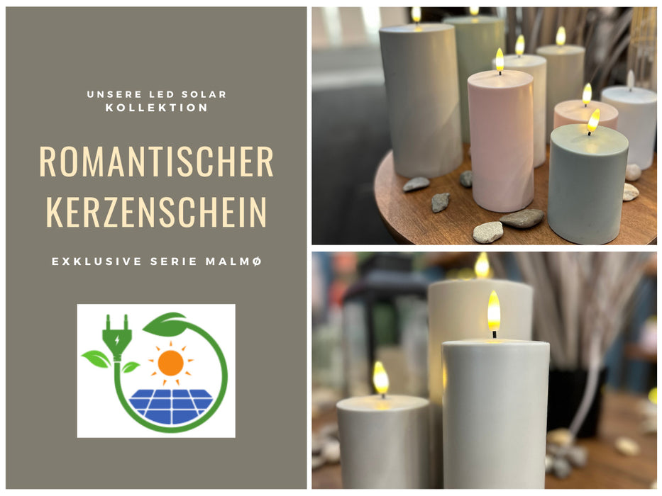 KI-generiertes Bild,Solar Outdoor LED 3D Stumpenkerze 20x7,5cm Sand Timer Kunststoff flackernde Kerze