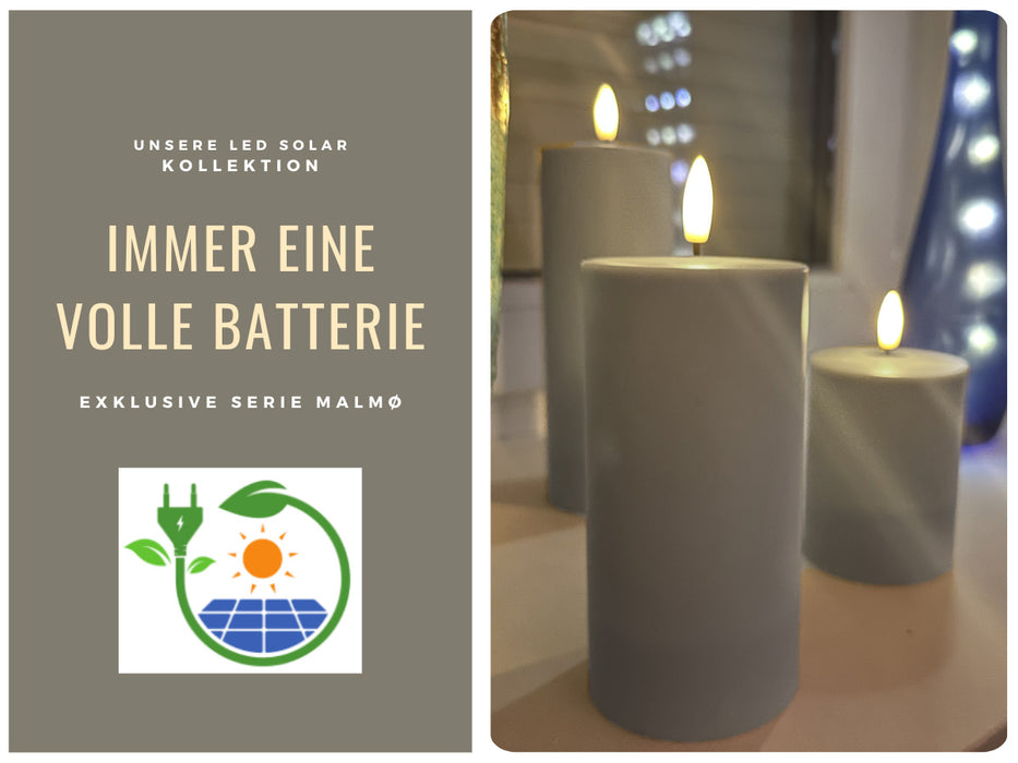KI-generiertes Bild,Solar Outdoor LED 3D Stumpenkerze 10x7,5cm Sand Timer Kunststoff flackernde Kerze
