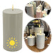 KI-generiertes Bild Solar Outdoor LED 3D Stumpenkerze 15x7,5cm Sand Timer Kunststoff flackernde Kerze