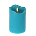 LED 3D Stumpenkerze Blau Türkis 15cm Timer Echtwachs flackernde flammenlose Kerze