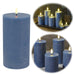 LED 3D Stumpenkerze Ribe Blau 20x10cm Echtwachs flackernde flammenlose Kerze