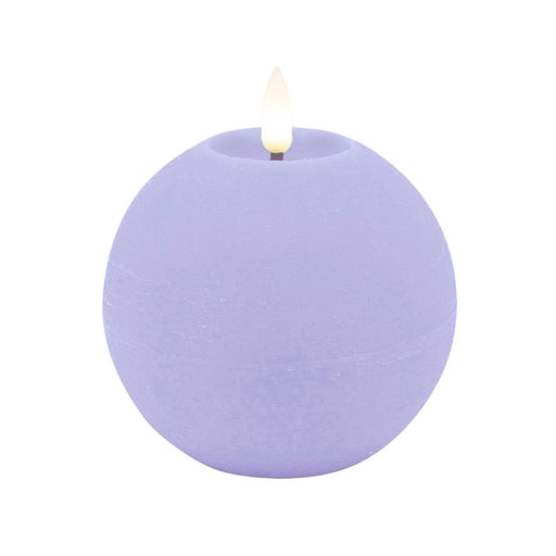LED 3D Kugelkerze Ribe Lila 7x8cm Echtwachs flackernde flammenlose Kerze