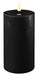 Real Flame 3D LED Stumpenkerze 20cm Ribe Schwarz Echtwachs flackernde Blockkerze