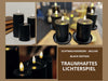 KI-generiertes Bild,Real Flame 3D LED Stumpenkerze 15cm Ribe Schwarz Echtwachs flackernde Blockkerze