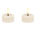 2x LED 3D Teelichter Ribe Creme 4,5cm Echtwachs Spiegel flackernde flammenlose Kerze