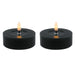 2x XL LED 3D Teelichter Ribe Schwarz 6,8cm Echtwachs Spiegel flackernde flammenlose Kerze