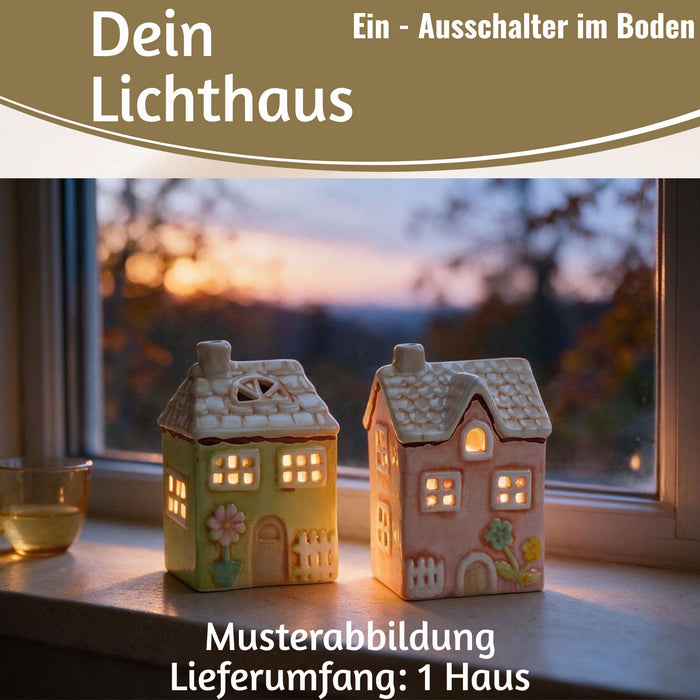 KI-generiertes Bild, LED Lichterhaus Nyhavn 19cm Rosa Keramik Fachwerkhaus Leuchthaus