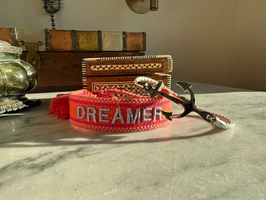 Elegantes Damen Lederarmband 18cm Kampen Anker Weiß Silber geflochten Echtleder