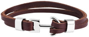 Elegantes Unisex Lederarmband 23cm List Zweifach Anker Braun Silber Echtleder