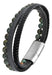 Design Unisex Lederarmband 21cm Sóller Dreifach Schwarz Grün Natursteine Echtleder
