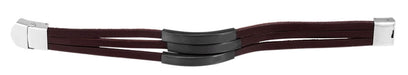 Elegantes Unisex Lederarmband 21cm Palma Dreifach Braun Gravurplatten Echtleder