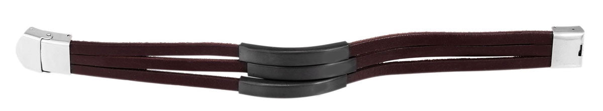 Elegantes Unisex Lederarmband 21cm Palma Dreifach Braun Gravurplatten Echtleder