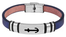 Elegantes Unisex Lederarmband 21cm Sylt Anker Motiv Blau Silber Echtleder