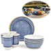 Camping-Geschirr Set 12-teilig Maritim Blau Weiß 4 Personen Picknick