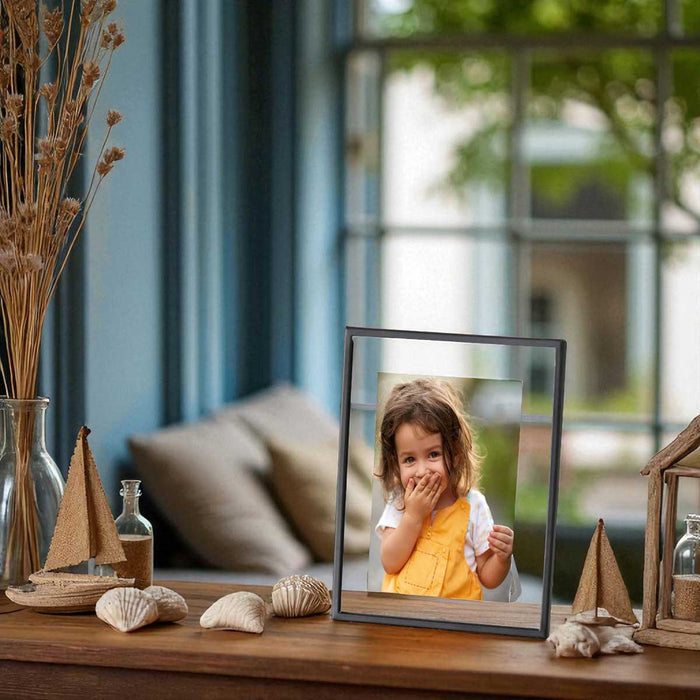 Eleganter Glas Bilderrahmen Oslo 13x18cm Schwarz Klar Durchsichtig Fotorahmen