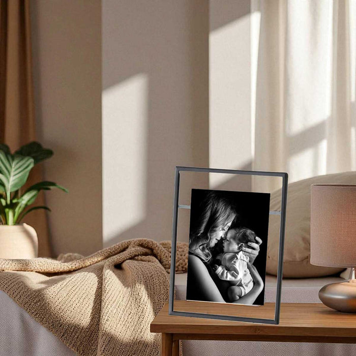 Eleganter Glas Bilderrahmen Oslo 10x15cm Schwarz Klar Durchsichtig Fotorahmen