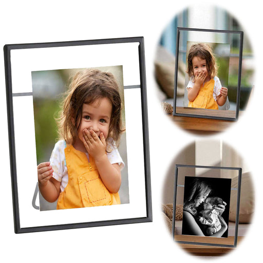 Eleganter Glas Bilderrahmen Oslo 10x15cm Schwarz Klar Durchsichtig Fotorahmen
