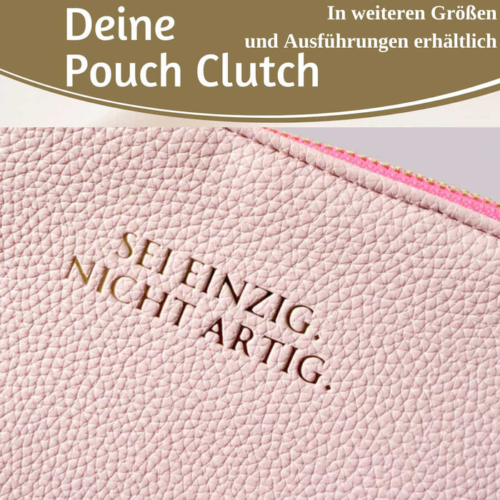 Mimi's Glow Clutch Stella Rosa XL 30cm PU Leder Haptik Handtasche Kosmetiktasche