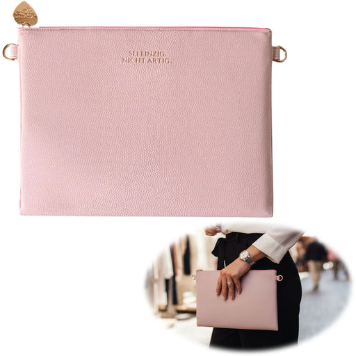 Mimi's Glow Clutch Stella Rosa XL 30cm PU Leder Haptik Handtasche Kosmetiktasche