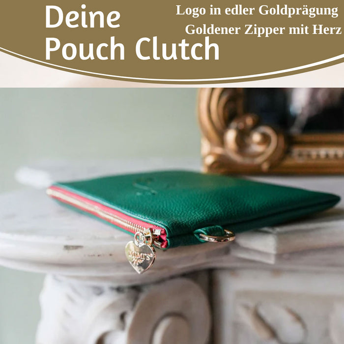 Mimi's Glow Clutch Lia Dackel 22cm PU Leder Haptik Handtasche Kosmetiktasche