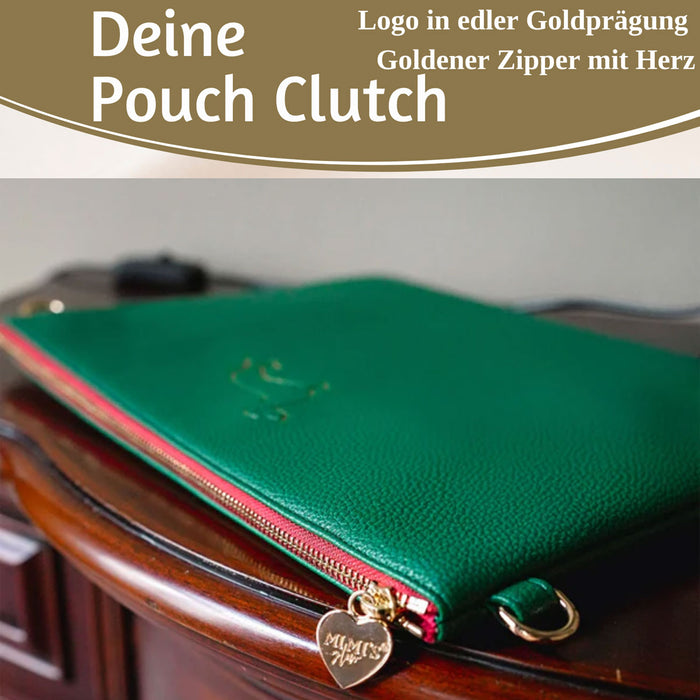 Mimi's Glow Clutch Stella Dackel XL 30cm PU Leder Haptik Handtasche Kosmetiktasche