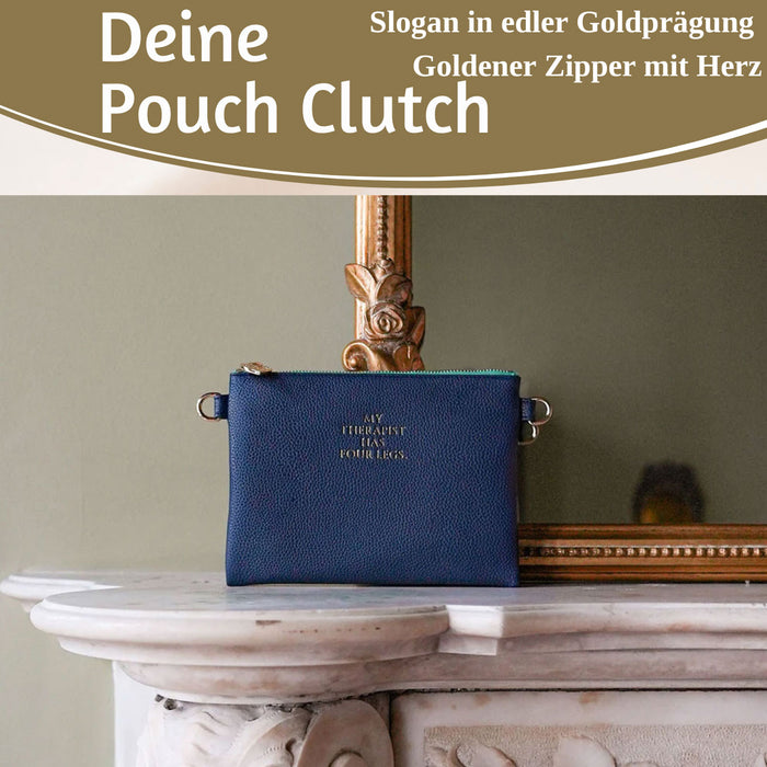 Mimi's Glow Clutch Lia Navy Blau 22cm PU Leder Haptik Handtasche Kosmetiktasche