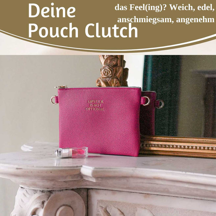 Mimi's Glow Clutch Lia Pink 22cm PU Leder Haptik Handtasche Kosmetiktasche