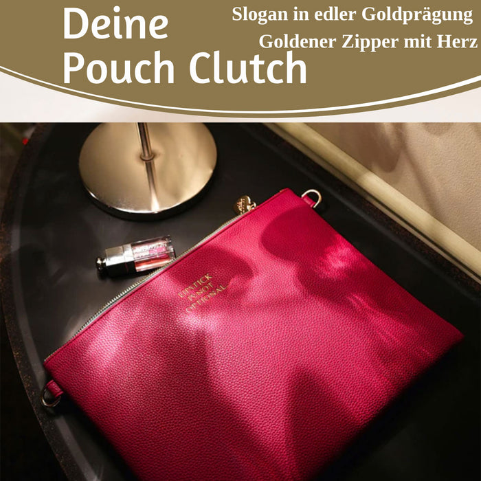 Mimi's Glow Clutch Stella Pink XL 30cm PU Leder Haptik Handtasche Kosmetiktasche