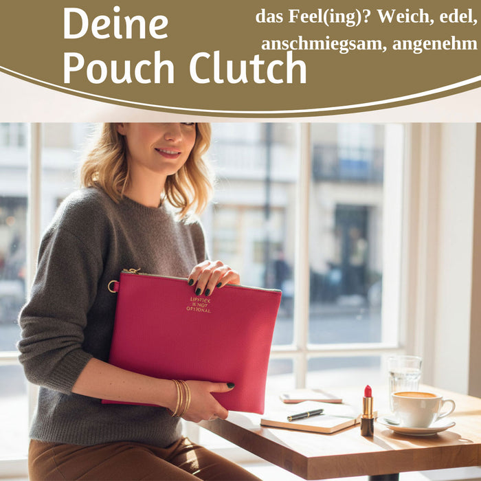 Mimi's Glow Clutch Stella Pink XL 30cm PU Leder Haptik Handtasche Kosmetiktasche