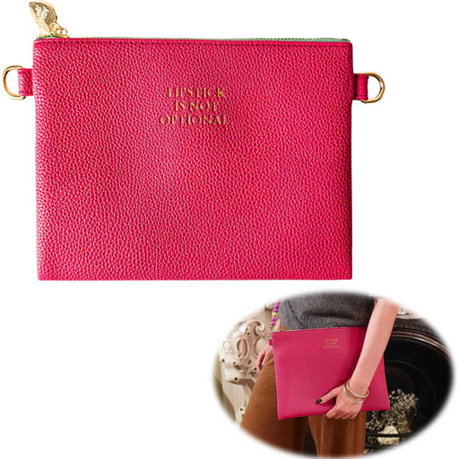 Mimi's Glow Clutch Stella Pink XL 30cm PU Leder Haptik Handtasche Kosmetiktasche