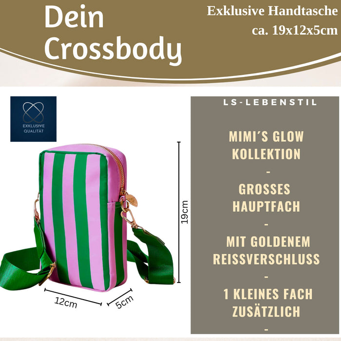 Mimi's Glow Handytasche Ruby Grün Violett 19x12cm Crossbody Umhängetasche