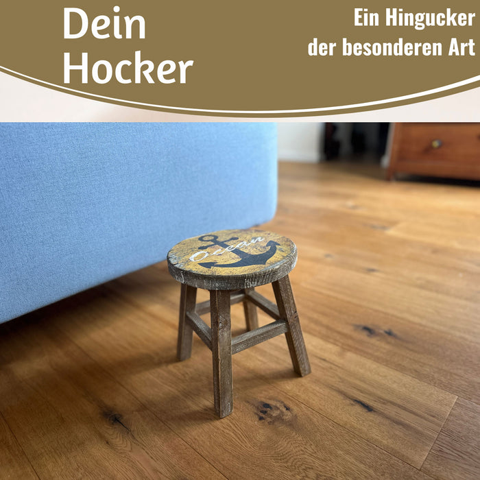 Holz Pflanzenhocker 26x20cm Maritim Ocean Mini Tisch Deko Hocker Blumenständer