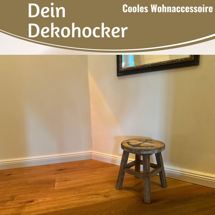 Holz Pflanzenhocker 26x20cm Maritim Ocean Mini Tisch Deko Hocker Blumenständer