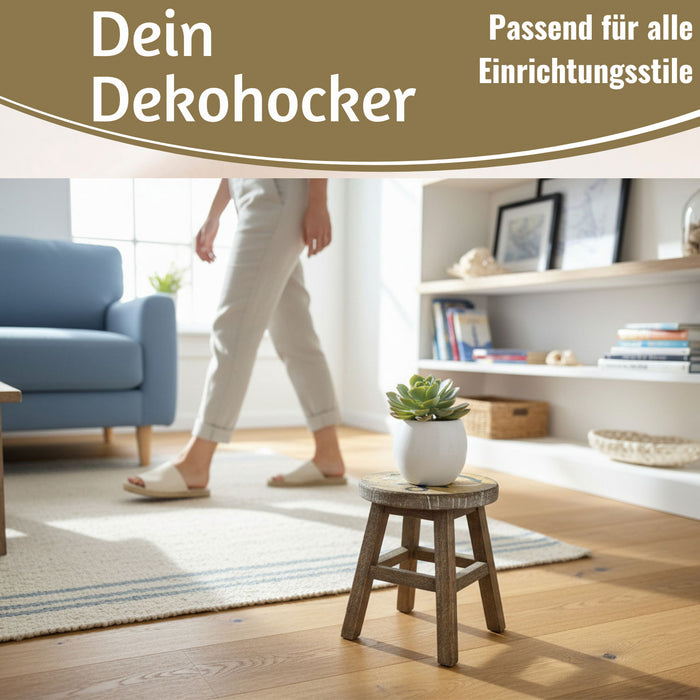 Holz Pflanzenhocker 26x20cm Maritim Ocean Mini Tisch Deko Hocker Blumenständer