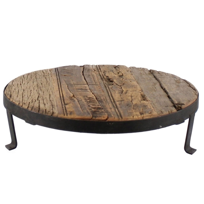 KI-generiertes Bild,Vintage Holz Pflanzenhocker Dehli 30cm Minitisch Deko-Tablett Blumenständer