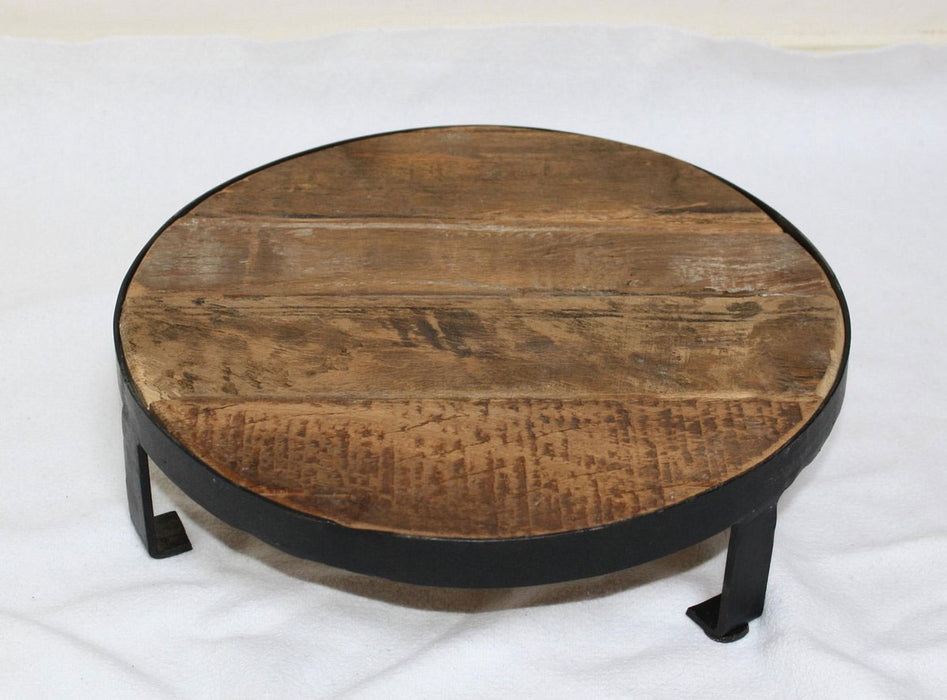 KI-generiertes Bild,Vintage Holz Pflanzenhocker Dehli 25cm Minitisch Deko-Tablett Blumenständer