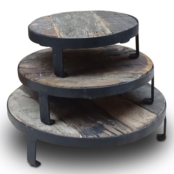 Vintage Holz Pflanzenhocker Dehli 25cm recycelt Minitisch Deko-Tablett Blumenständer