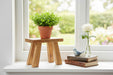 Pflanzenhocker Teak Holz 21x16cm Mini Tisch Rechteckig Deko Hocker Blumenständer