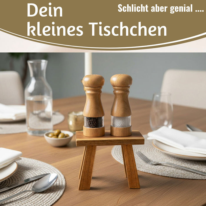 KI-generiertes Bild,Pflanzenhocker Teak Holz 21x16cm Mini Tisch Rechteckig Deko Hocker Blumenständer