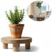 KI-generiertes Bild Pflanzenhocker Teak Holz 20x7cm Rund Mini Tisch Deko Tablett Blumenständer