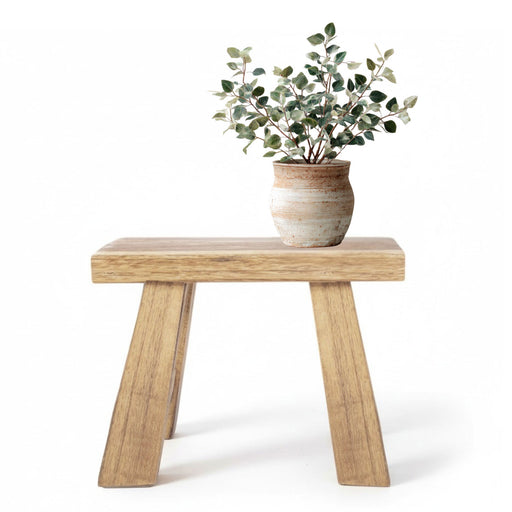 Pflanzenhocker Teak Holz 21x16cm Mini Tisch Rechteckig Deko Hocker Blumenständer
