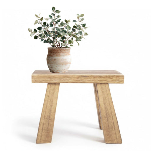 KI-generiertes Bild Pflanzenhocker Teak Holz 21x16cm Mini Tisch Rechteckig Deko Hocker Blumenständer