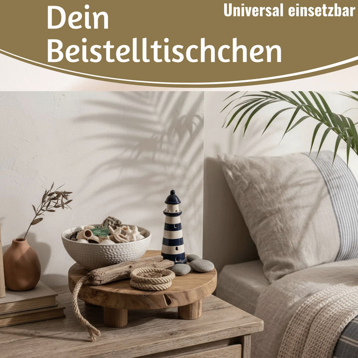 KI-generiertes Bild,Pflanzenhocker Teak Holz 30x8cm Rund Mini Tisch Deko Tablett Blumenständer