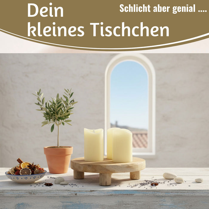 KI-generiertes Bild,Pflanzenhocker Teak Holz 30x8cm Rund Mini Tisch Deko Tablett Blumenständer