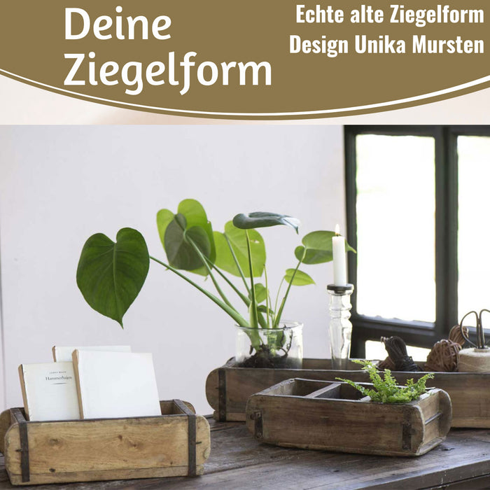 KI-generiertes Bild,IB Laursen Holz Ziegelform Unika 31x15cm Braun alte Backsteinform Cutlery Deko